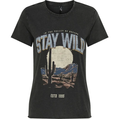 Afbeelding van ONLY Tshirt Lucy Life Zwart combinaties M