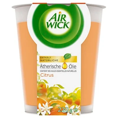 Afbeelding van Air Wick XL Wellness geurkaars van glas, geur: citrusvruchten, tot 40 uur brandduur, bevat natuurlijke etherische oliën, 220 g