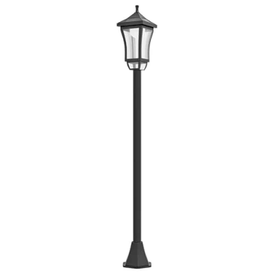 Afbeelding van Outsunny Buitenstaande lamp op zonne energie voor buiten, led, klassieke lantaarn, vloerlamp 30 lm, hoogte 127 cm, zwart