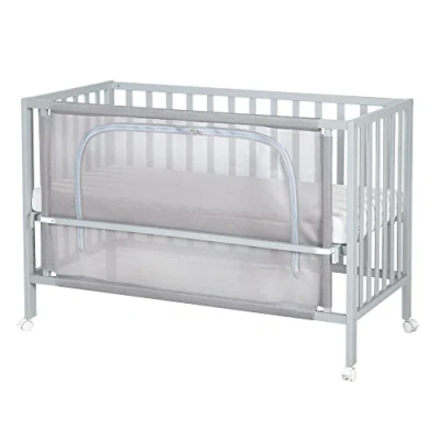 Afbeelding van roba Cododo safe asleep Little Stars bed 60 x 120 cm met 4 remwielen Inclusief uitrusting 6 traps in hoogte verstelbaar Taupe