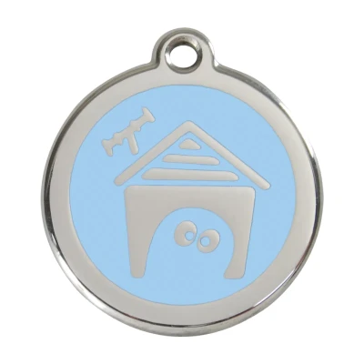 Afbeelding van Dog House Light Blue roestvrijstalen hondenpenning large/groot dia. 3,8 cm RedDingo