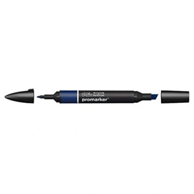 Afbeelding van Winsor &amp; Newton ProMarker 0203169 professionele markeerstiften, 2 fijne en brede punten, voor tekeningen, design lay out, indigoblauw