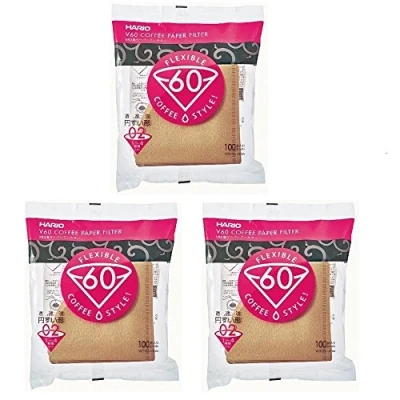 Afbeelding van Hario V60 100 papieren koffiefilters (in totaal 300 filters) (Japanse import Natural Paper