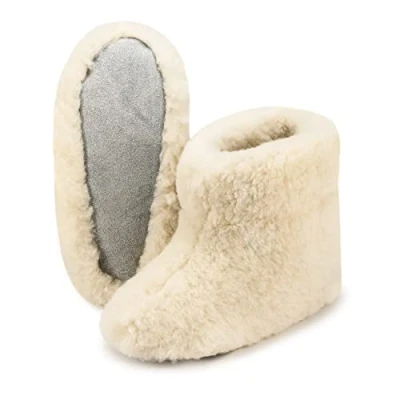 Afbeelding van ESTRO Winterpantoffels voor dames, uniseks, wollen pantoffels, laarzen, heren, antislipzolen, OLE, Ivoor