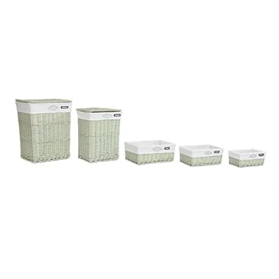 Afbeelding van Basket spelset DKD Home Decor Groen vlechtwerk 44 x 34 56 cm