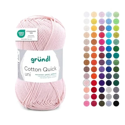Afbeelding van Gründl Cotton Quick wol voor breien en haken, 100% katoen, 1 bol van 50 g/125 m, haakgaren, nude