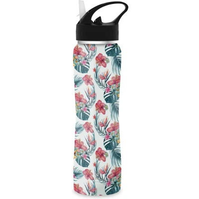 Afbeelding van THE STEEL BOTTLE Roestvrijstalen thermosfles, dubbelwandige vacuüm isolatie, inhoud 500 ml, luchtdichte sluiting, draagbare waterfles (MW Exotic Flowers)