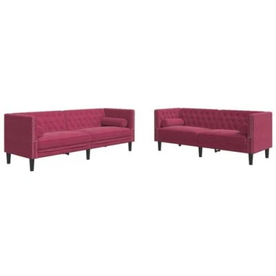 Image de vidaXL Ensemble de canapé Chesterfield et traversins 2 pcs velours3209295