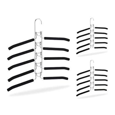 Afbeelding van Relaxdays 6x ruimtebesparende kledinghangers 5 in 1 kleerhanger antislip jashanger