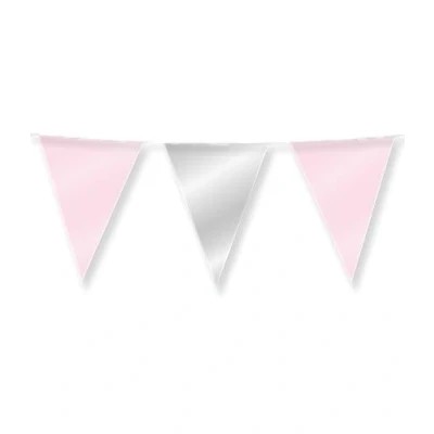 Afbeelding van Party Flags foil Light pink and silver