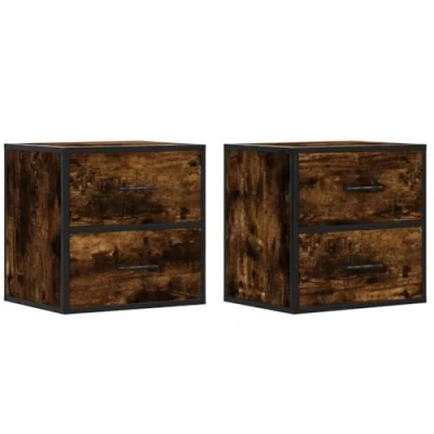 Afbeelding van vidaXL Nachtkastjes 2st wandgemonteerd 40x31x39,5cm gerookt eikenkleur