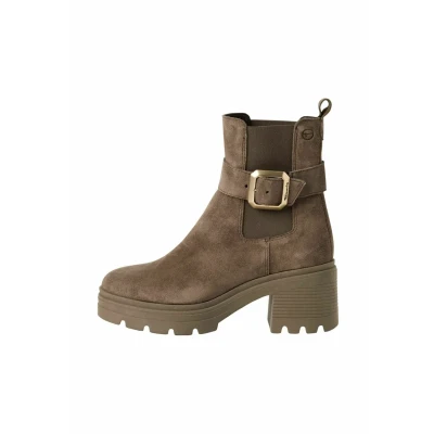 Afbeelding van Tamaris dames leren laarzen enkellaarsjes vrouwen 1 25433 45 341 taupe M2543345
