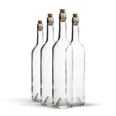 Afbeelding van WYSKONT Fles 750 ml Bordeaux 32 stuks met dop Lege wijnfles voor thuis brouwen Opbergdoos dranken Serveerdecoratie Van transparant glas