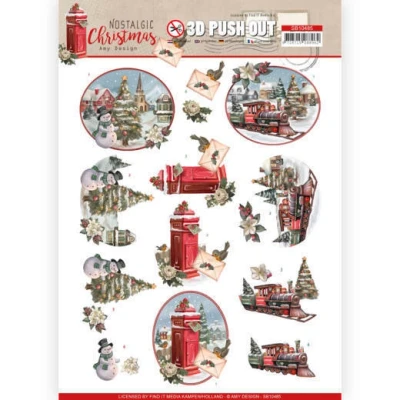 Afbeelding van Christmas Train Nostalgic 3D Push Out by Amy Design