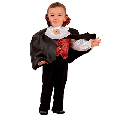 Afbeelding van Widmann Vampier &amp; Dracula Kostuum Kleine Doorbijter Jongen Zwart Maat 104 Halloween Verkleedkleding