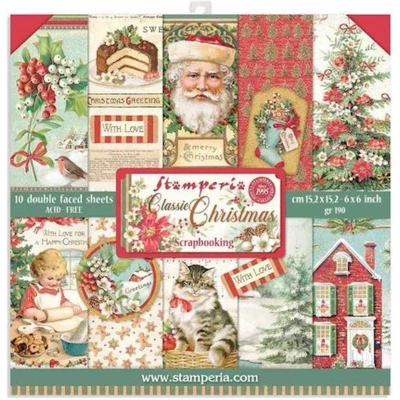 Afbeelding van Stamperia Classic Christmas (SBBXS06) 6x6 Inch Paper Pack