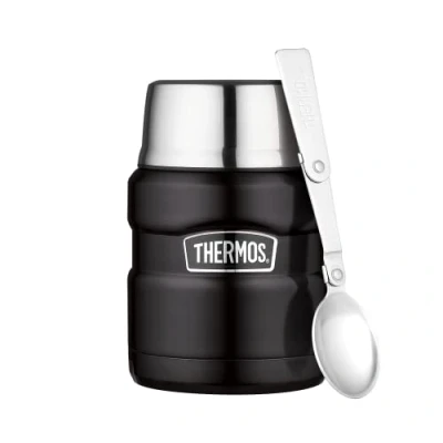 Image de Thermos Stainless King Récipient alimentaire isotherme en Acier inoxydable, Noir mat, 0,47 Liter