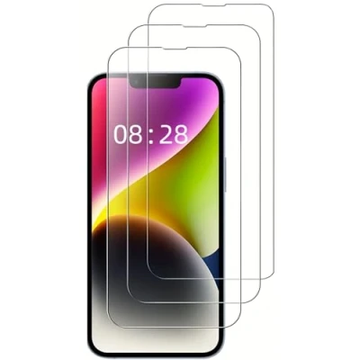 Afbeelding van 3 stuks gehard glas, compatibel met iPhone 14 13 Pro, beschermfolie 6,1 inch, hardheid 9H, luchtbelvrij, krasbestendig, anti vingerafdruk, ultra transparant, resistent, helder