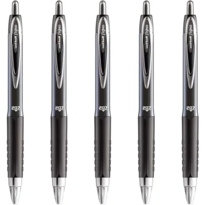 Afbeelding van Uni ball Signo Gel 207 rollerbalpen, intrekbaar, zwart, 5 stuks
