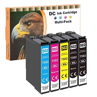 Afbeelding van D&amp;C 502XL inktpatronen compatibel met Epson 502 XL voor Workforce WF 2860 2860DWF 2865 2865DWF, Expression Home XP 5100 XP5100 5105 XP5105 (2 zwart, 1 cyaan, magenta geel)