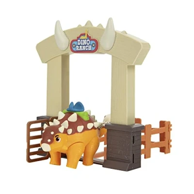 Afbeelding van Dino Ranch Ankylosaurus, Playset Action met dinosaurus, de dinosaurus is beweegbaar en hoog ca. 10 cm, zoals Visa op tv, voor kinderen vanaf 3 jaar, DNA05100, Prezieux games