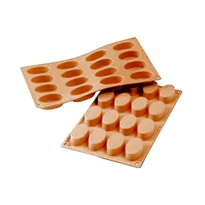 Afbeelding van Silikomart 20.017.00.0060 SF017 bakvorm, ovaal, 16 bakjes, siliconen, terracotta