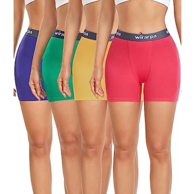 Afbeelding van wirarpa Boxershorts voor dames, katoen, anti wrijving, shorts, 3 inch, inseam, 4 stuks, Veelkleurig A16