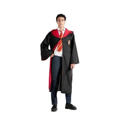 Image de Ciao Cape Cloak Gryffondor Deluxe officielle Harry Potter (taille unique adulte) avec emblème brodé et nœud