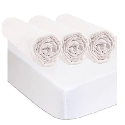 Image de Kit de 3 Draps Housse 40x80 cm Berceau Couffin Nacelle + 2 Protèges Matelas Taille 100% Coton Bio Blanc Ultra Doux, Respirant Sommeil sain Certifié Oeko Tex Fabriqué en Europe