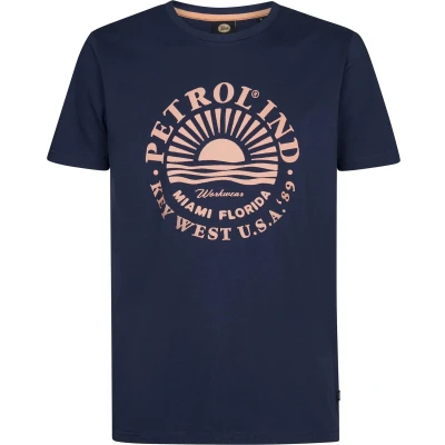 Afbeelding van Petrol Industries Heren Artwork T shirt Dolphincrest Blauw Maat S