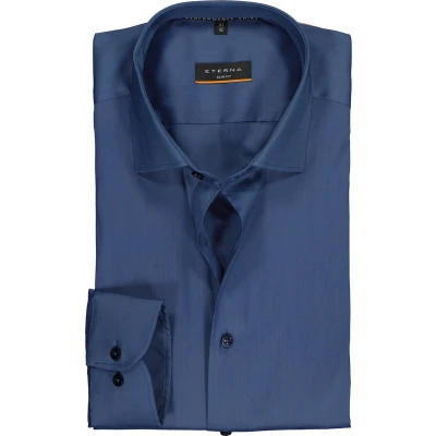 Afbeelding van ETERNA slim fit performance overhemd superstretch lyocell midden blauw Strijkvriendelijk Boordmaat: 44