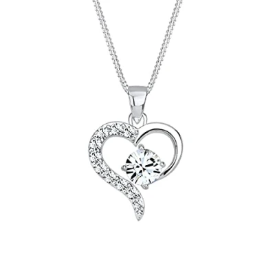 Afbeelding van Elli Sparkling Heart Ketting, Dames, Maat: 45, Silberfarben