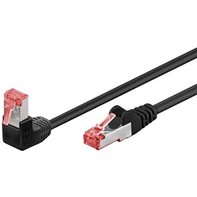 Afbeelding van S/FTP CAT6 Gigabit Netwerkkabel 1 kant haaks CU LSZH 0,25 meter Zwart