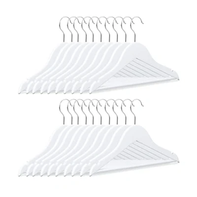 Afbeelding van Relaxdays 40x kledinghangers kinderen hout kinder kleerhanger wit klerenhanger