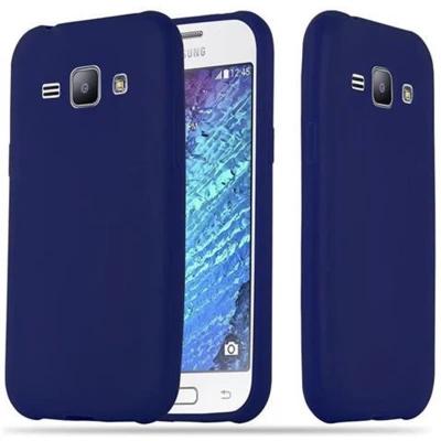 Afbeelding van Cadorabo Hoesje geschikt voor Samsung Galaxy J1 2015 in CANDY DONKER BLAUW Beschermhoes gemaakt van flexibel TPU silicone Case Cover
