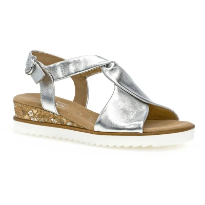 Afbeelding van Gabor Sandalen met sleehak silber, Dames, Maat: 41, Silber Leer