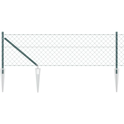 Afbeelding van vidaXL kettinglinkhek met 13 spike palen 0.8x25 m gegalvaniseerd staal