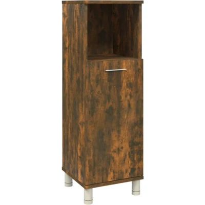 Afbeelding van Badkamerkast 30x30x95 cm bewerkt hout gerookt eikenkleurig