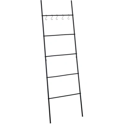 Afbeelding van handdoekladder badkamer 178x58 cm met 5 haakjes staal