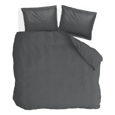 Afbeelding van Walra Dekbedovertrek Vintage Satin Antraciet 240x220 cm Lits jumeaux Dubbele doorlopende instopstrook 100% Satijn katoen