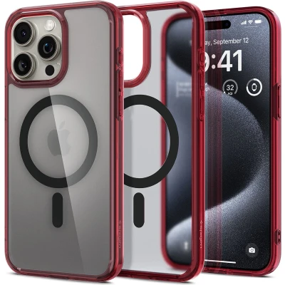 Afbeelding van Spigen Ultra Hybrid Hoesje Geschikt voor Apple iPhone 15 Pro Compatibel met MagSafe Back Cover Rood