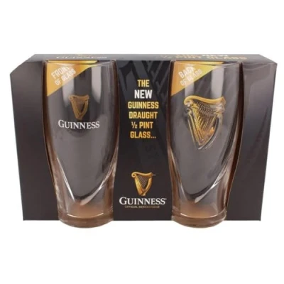 Afbeelding van Set van 2 bierglazen met officieel Guinness logo harp in reliëf