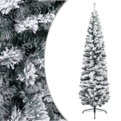 Afbeelding van Kunstkerstboom met sneeuw smal 240 cm PVC groen