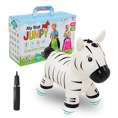 Afbeelding van JUMPY Zebra Hopper 100 kg belastbaar Speelgoed Skippybal Skippy Dieren Kinderspeelgoed 12 maanden Inclusief Pomp Tot Gewicht bal Cadeau kind voedselveilige materialen