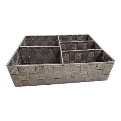 Afbeelding van Compactor Mand, 3 vakken, 32 x 25 8 cm, gevlochten stof, grijs