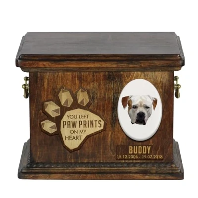 Afbeelding van Persoonlijke urn hond voor American Bulldog en Old Country met gravure