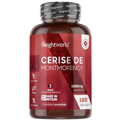 Afbeelding van WeightWorld Montmorency Zure Kersen capsules 6000 mg 180 voor 3 maanden voorraad Vegan