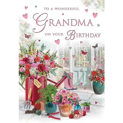 Afbeelding van Traditionele verjaardagskaart voor oma, bloem 22,9 x 15,2 cm Piccadilly Greetings
