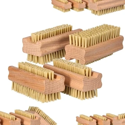 Afbeelding van ToolSpace 4 x nagelborstel van beukenhout, mix, robuust, Agawa Tapica, synthetische borstelharen, reinigingsborstel voor het reinigen nagels, vuil, manicure, pedicure