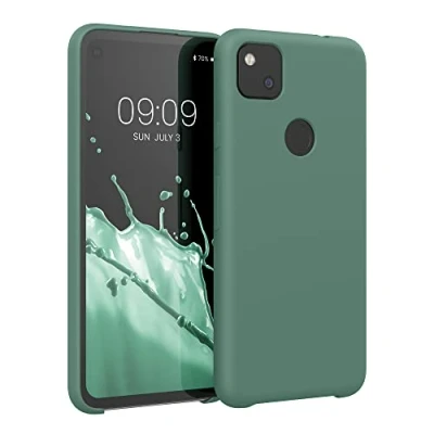 Afbeelding van kwmobile telefoonhoesje geschikt voor Google Pixel 4a Hoesje met siliconen coating Smartphone case in dennengroen